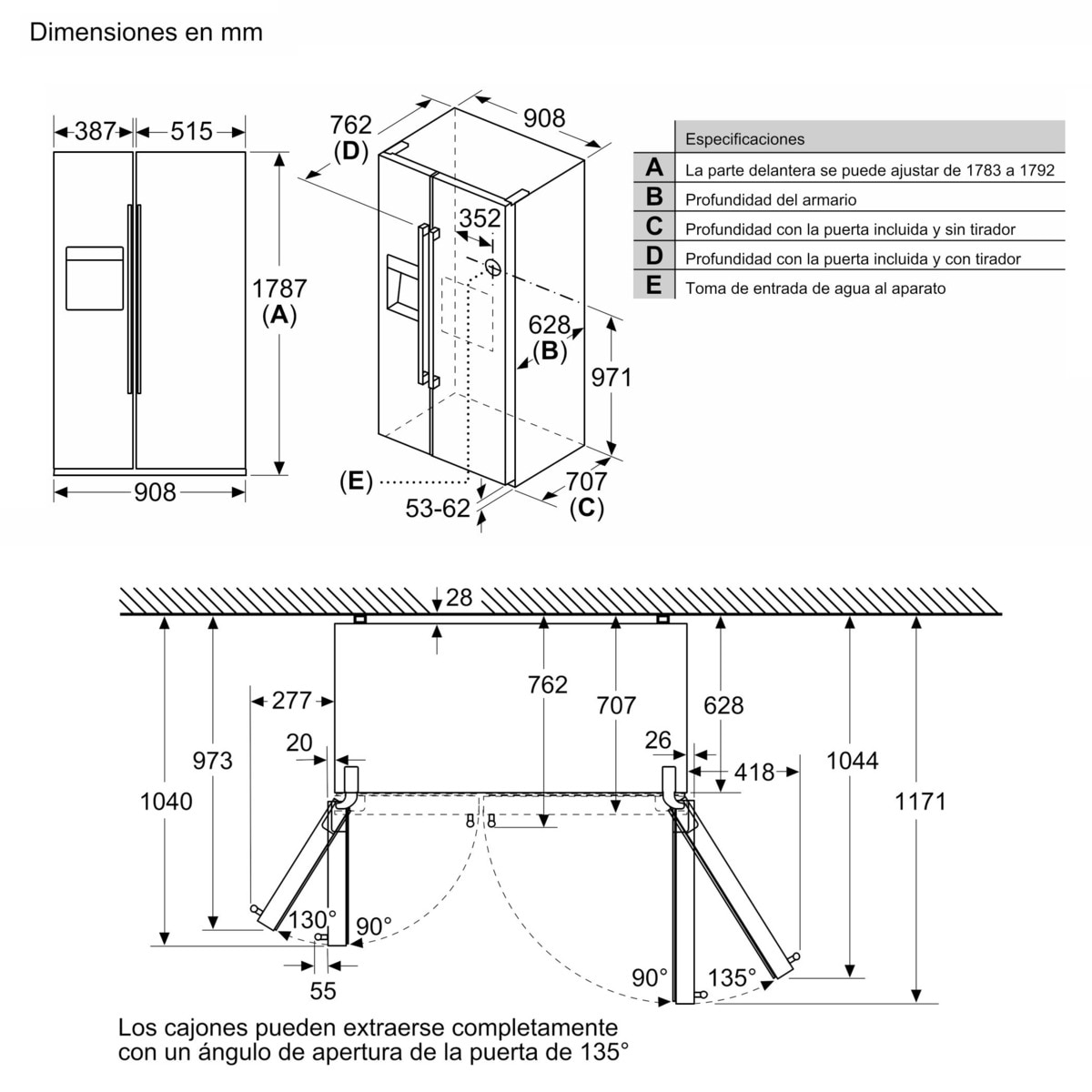 Frigorífico americano Siemens No Frost - Dispensador - KA93DAIEP. . Inox antihuellas-5