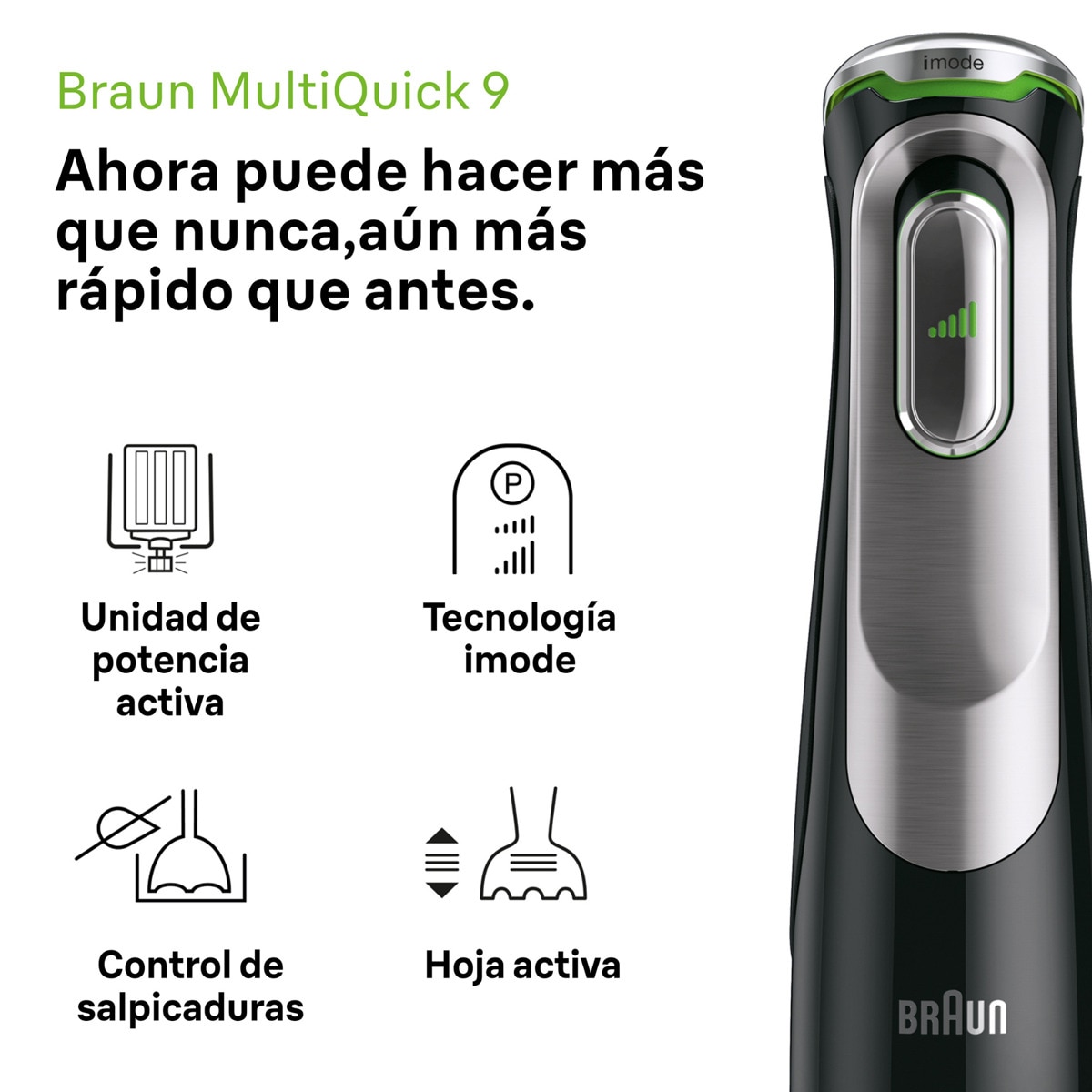 Batidora de mano Braun Minipimer MultiQuick 9 MQ9135XI SmartSpeed avanzado Negro-3