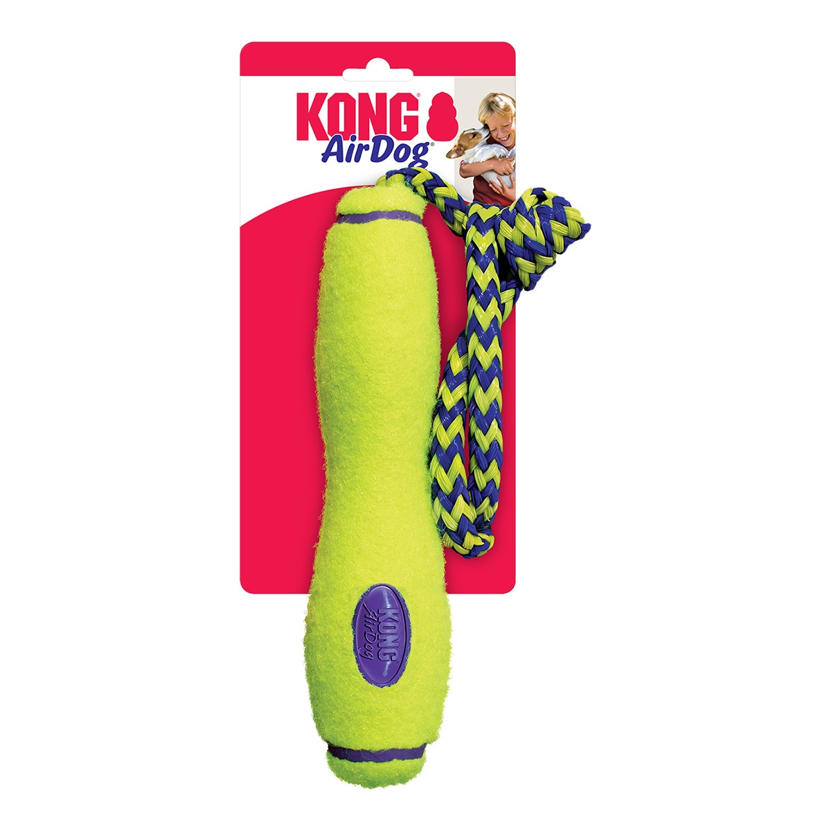 Juguete Kong para perros Airkong stick squeaker con cuerda Amarillo-1