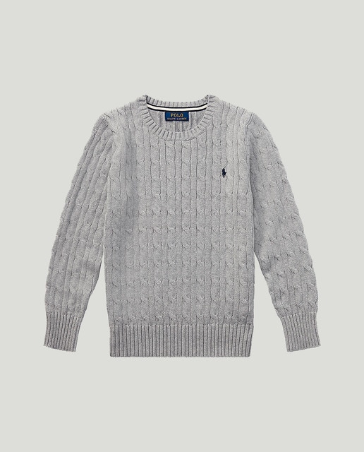 Imagen 0 de Jersey de niño en punto de ochos de algodón en gris claro