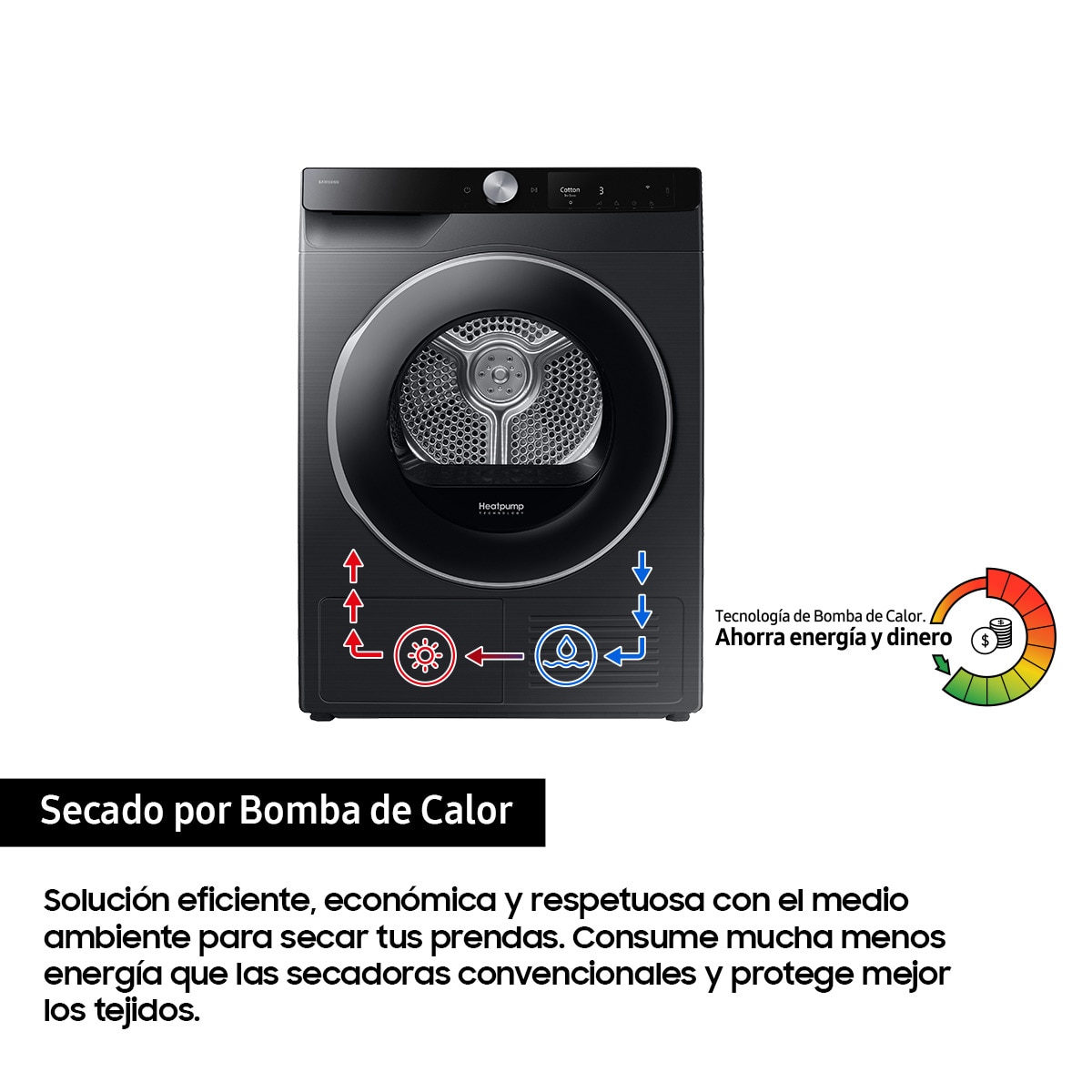 Secadora  AI Samsung 9kg Hygiene Care Clase C Negra DV90T6240LB/S3 Negro-4