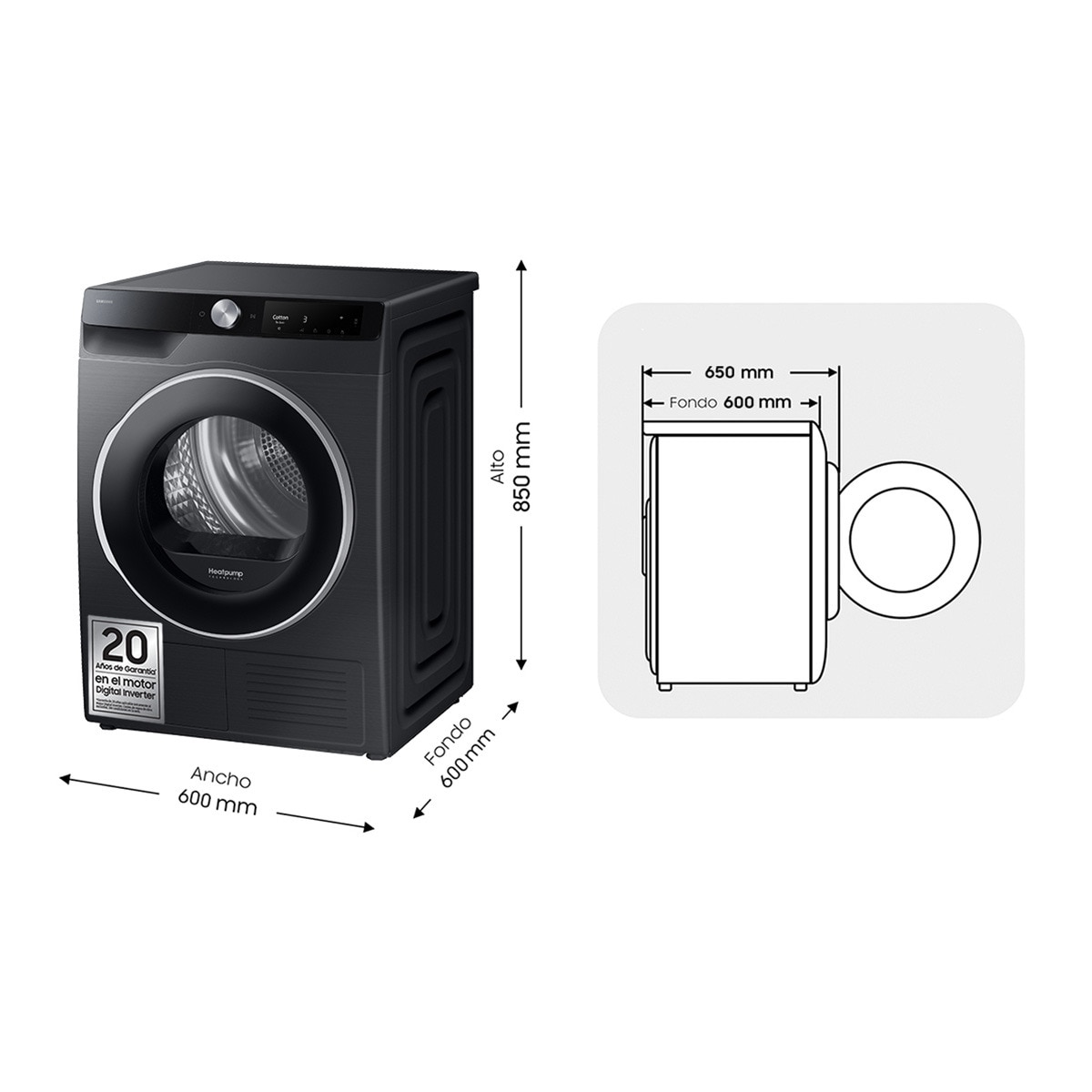 Secadora  AI Samsung 9kg Hygiene Care Clase C Negra DV90T6240LB/S3 Negro-2
