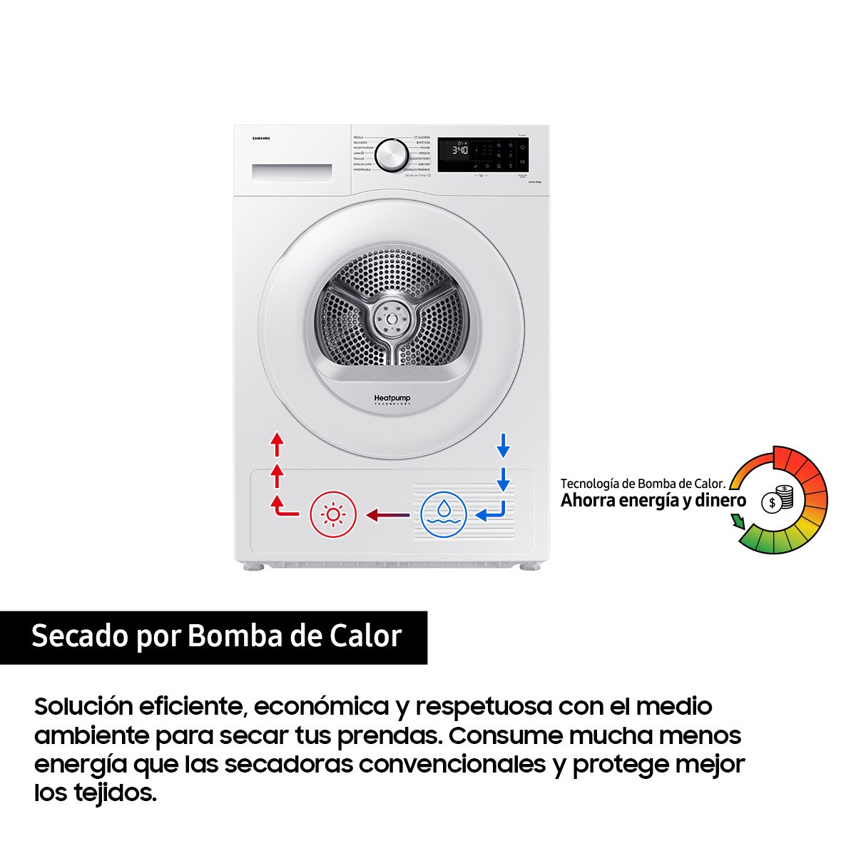 Secadora AI Samsung 9kg Hygiene Care Clase C Blanca DV90CGC2A0TEEC Blanco-5