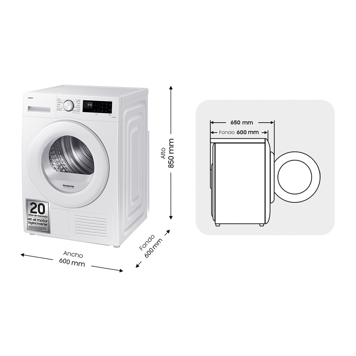 Secadora AI Samsung 9kg Hygiene Care Clase C Blanca DV90CGC2A0TEEC Blanco-2