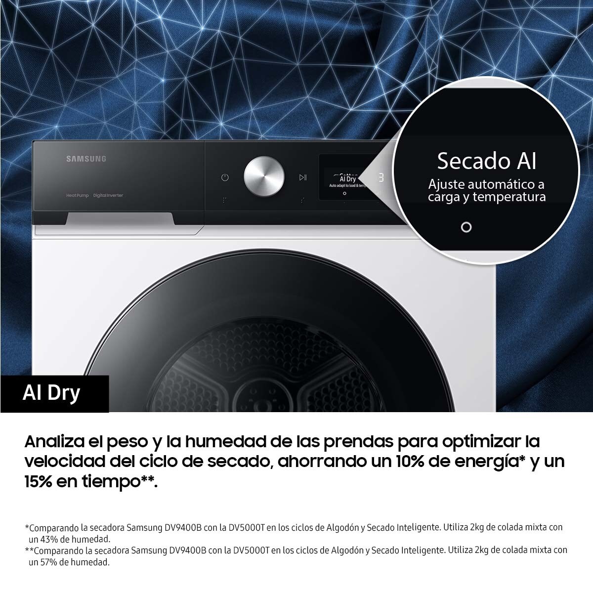Secadora AI Samsung 9kg QuickDrive™ Clase C Blanca DV90BB7445GES3 Blanco-7