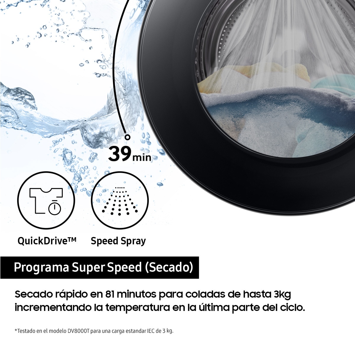 Secadora AI Samsung 9kg QuickDrive™ Clase C Blanca DV90BB7445GES3 Blanco-8
