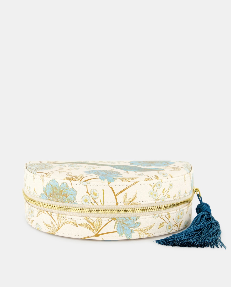 Guarda-Joias Pequeno com Estampado de Pássaros - Laranja Turquesa-1