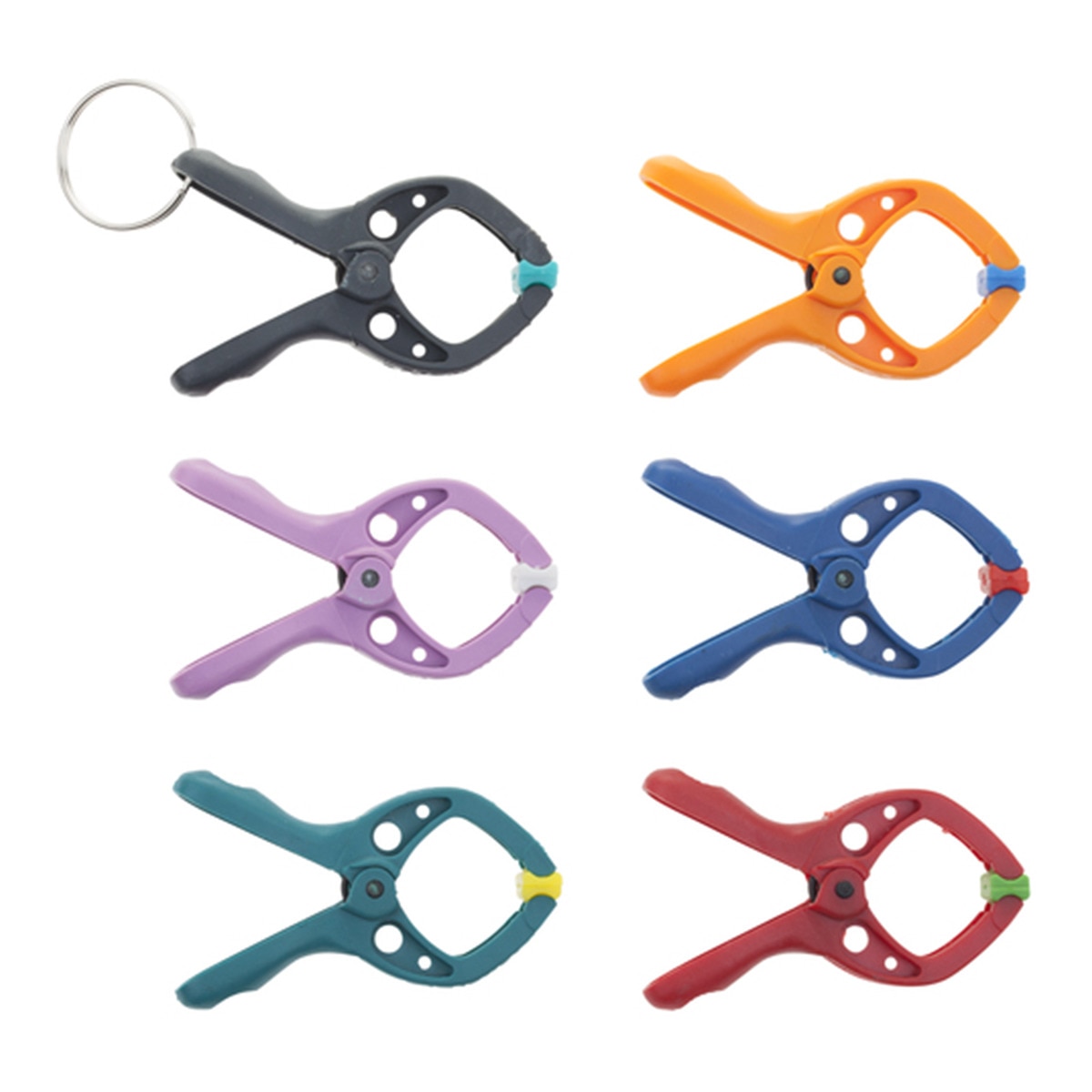 Conjunto de 6 Pinças de Mola Mini 20 + Anel Porta-Chaves 1