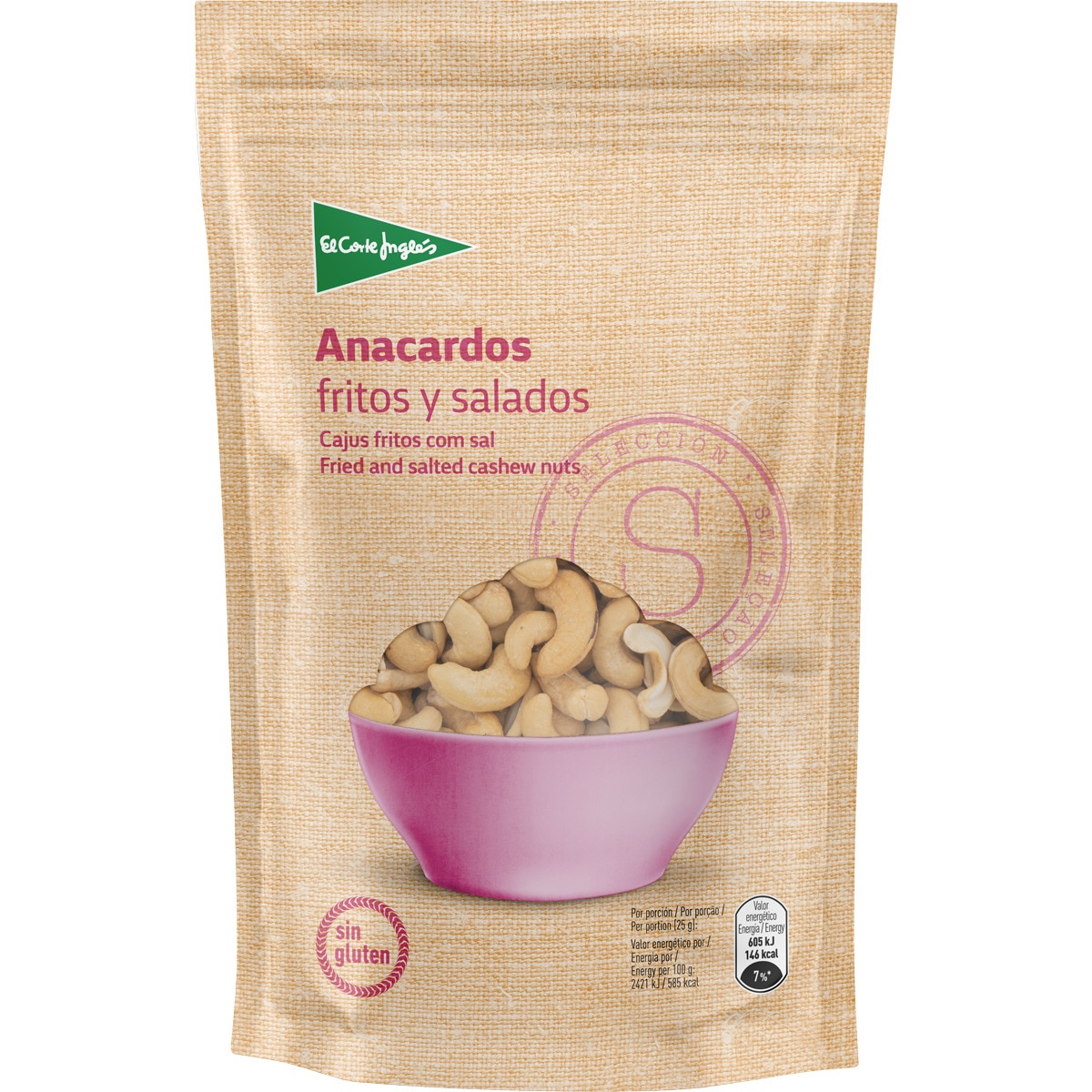 anacardos fritos y salados Sin Gluten bolsa 150 g