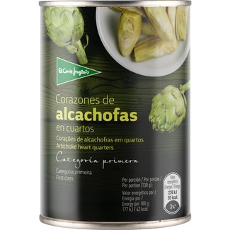 corazones de alcachofas en cuartos al natural lata 240 g neto escurrido - El Corte Ingles