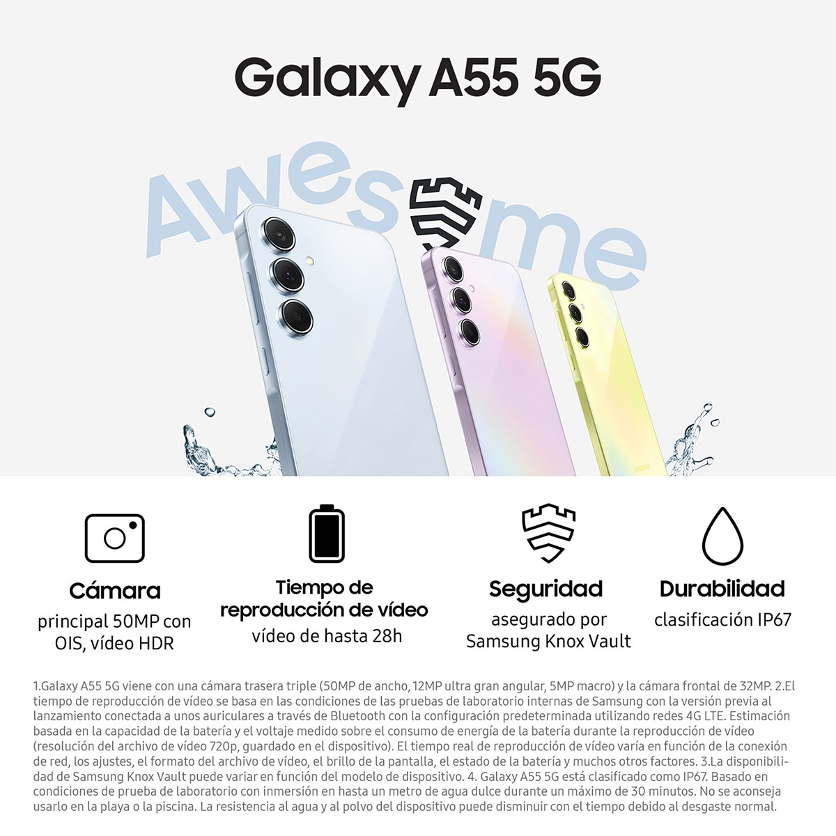 Samsung Galaxy A55 5G, 128GB + 8GB móvil libre Eclipse-4