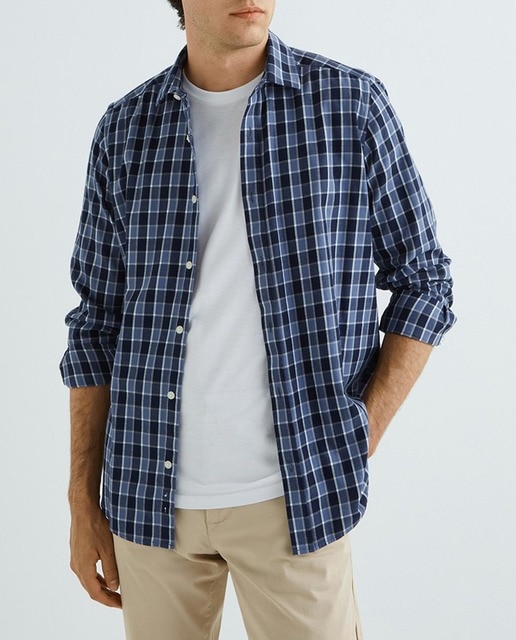 Imagen 0 de Camisa de hombre de algodón franela slim fit