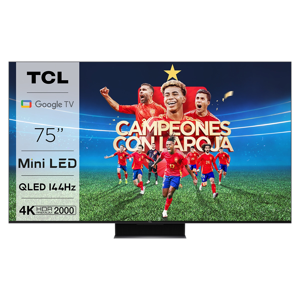 TV QD Mini LED 186 cm (75") TCL 75C845, 4K Ultra HD, Smart Google TV Dolby Vision y Atmos, sistema de sonido Onkyo 2.1, Motion Clarity Pro de 144 Hz Titanio-1