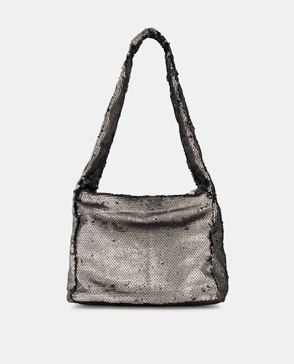 Imagen 0 de Bolso de hombro mediano de fiesta con lentejuelas plateadas