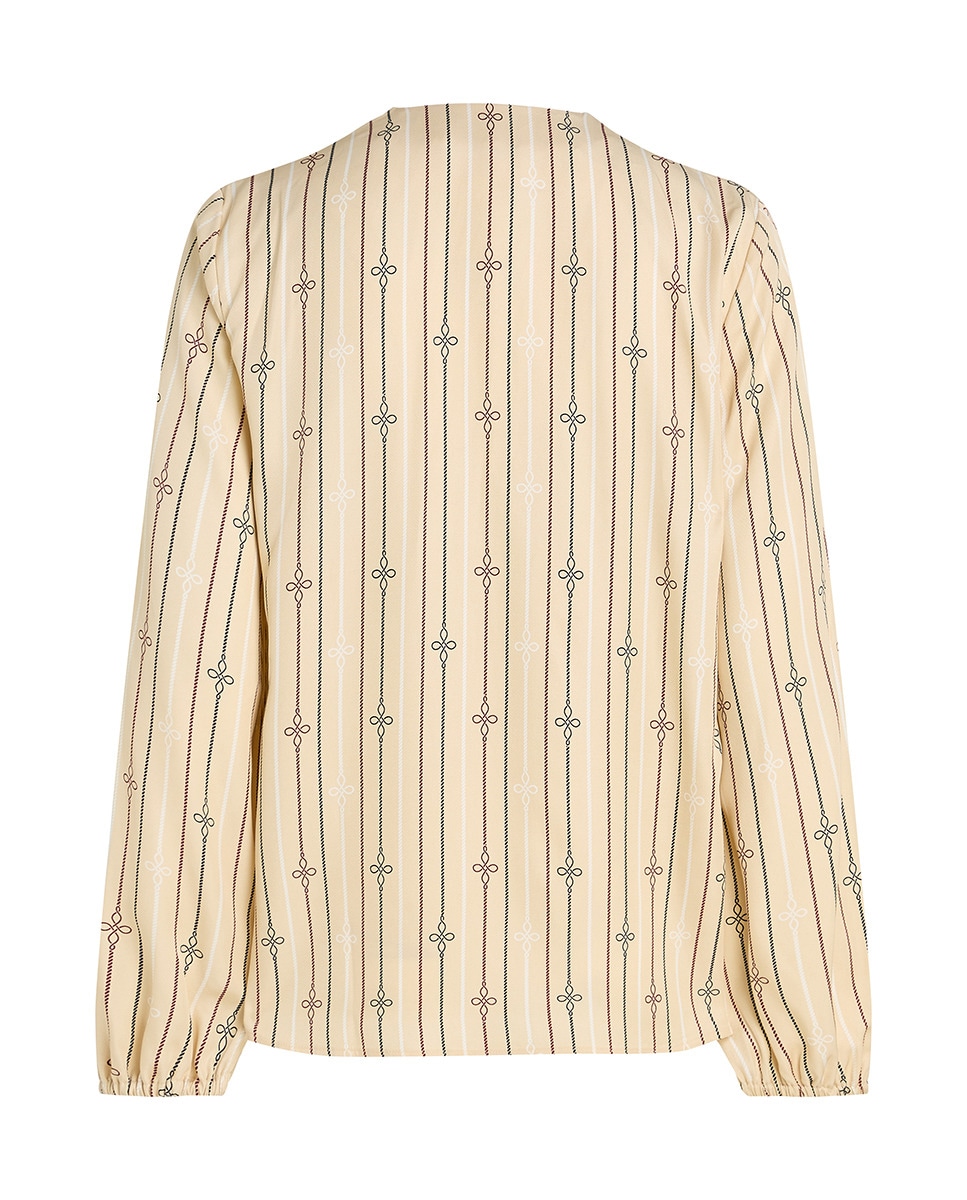 Blusa Fluida com Decote Redondo Bege-2