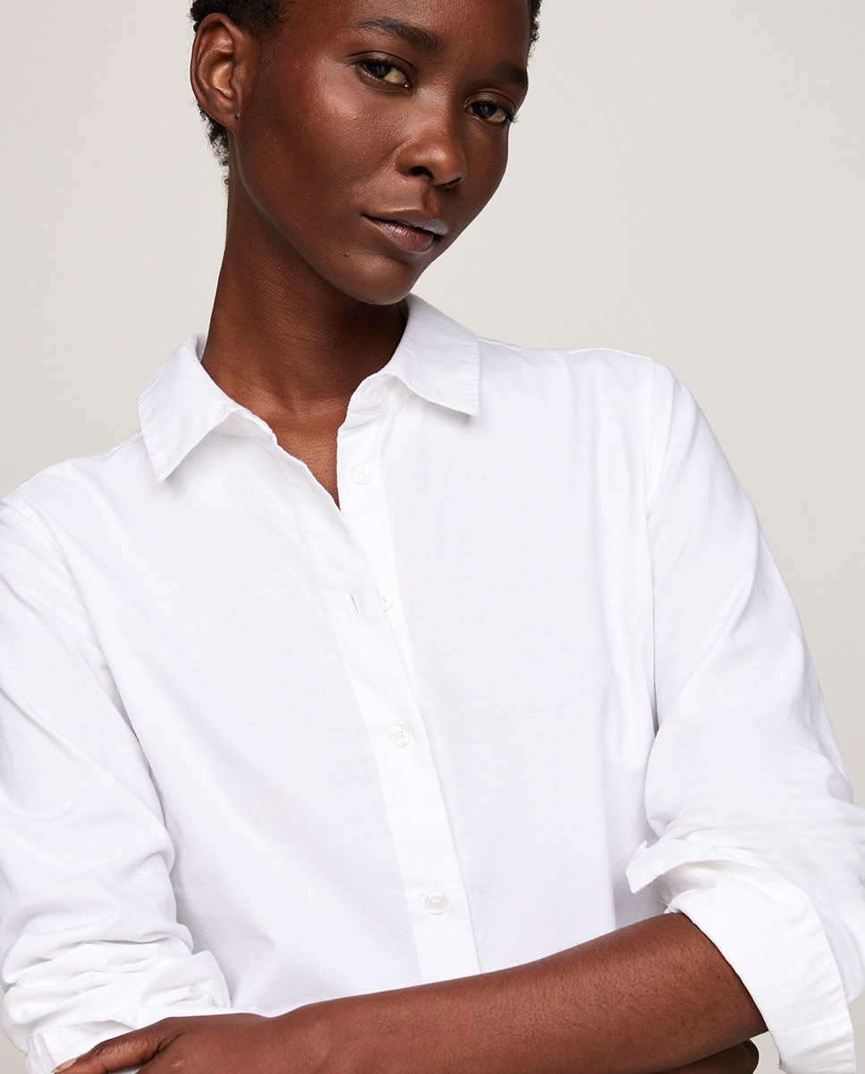 Camisa com Fecho de Botões e Colarinho de Camisa Branco-gelo-3