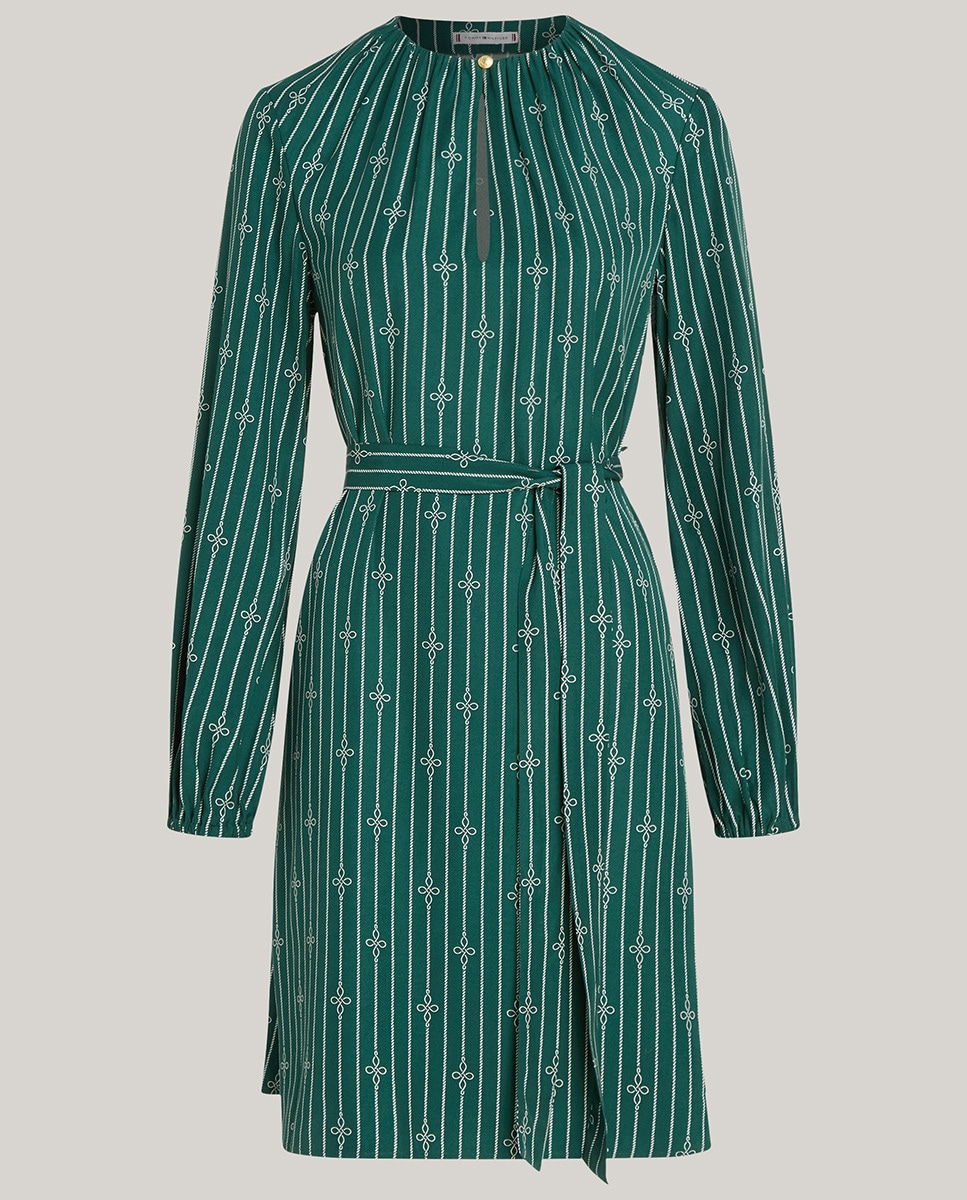 Vestido Fluido Estampado Verde-escuro-5
