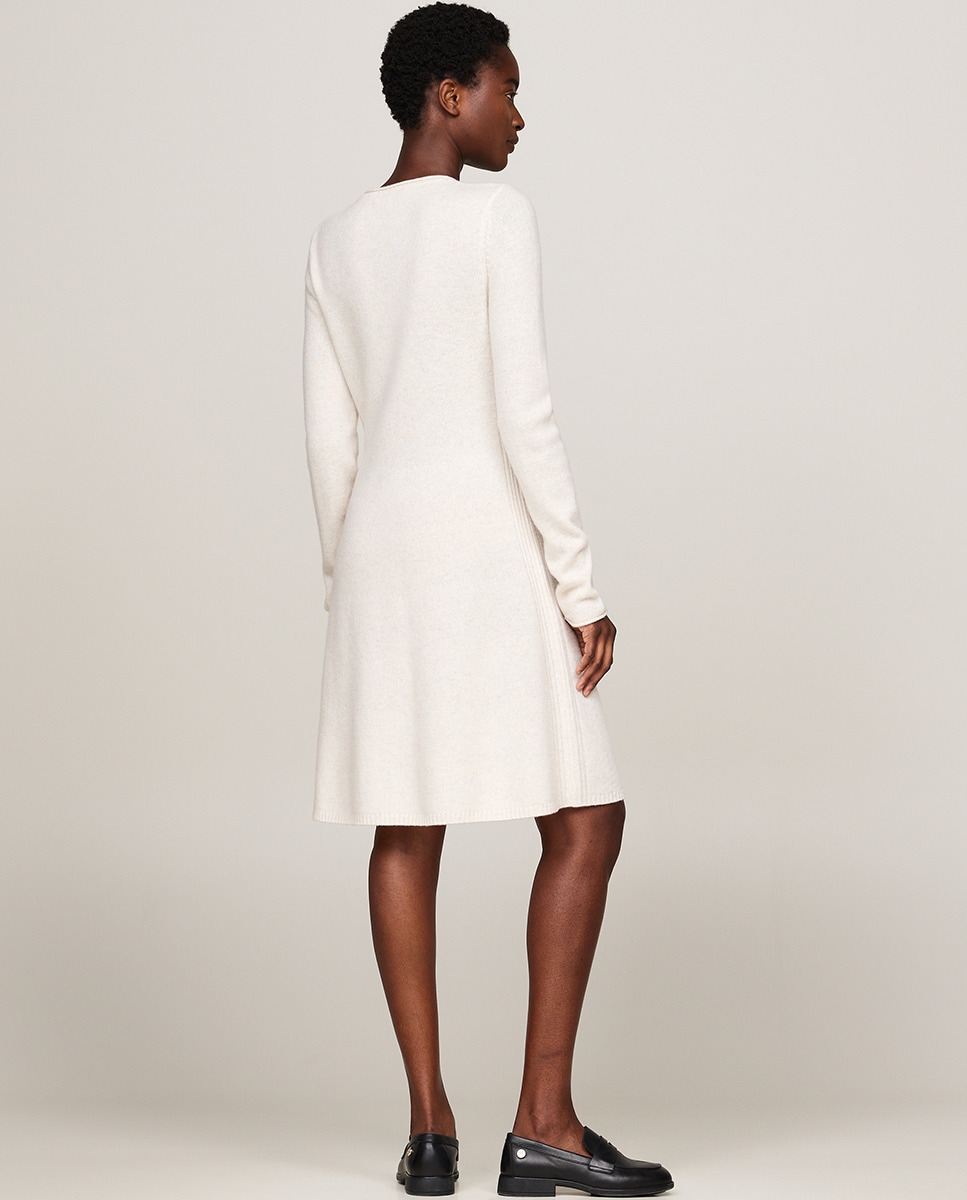 Vestido curto de malha Branco-2