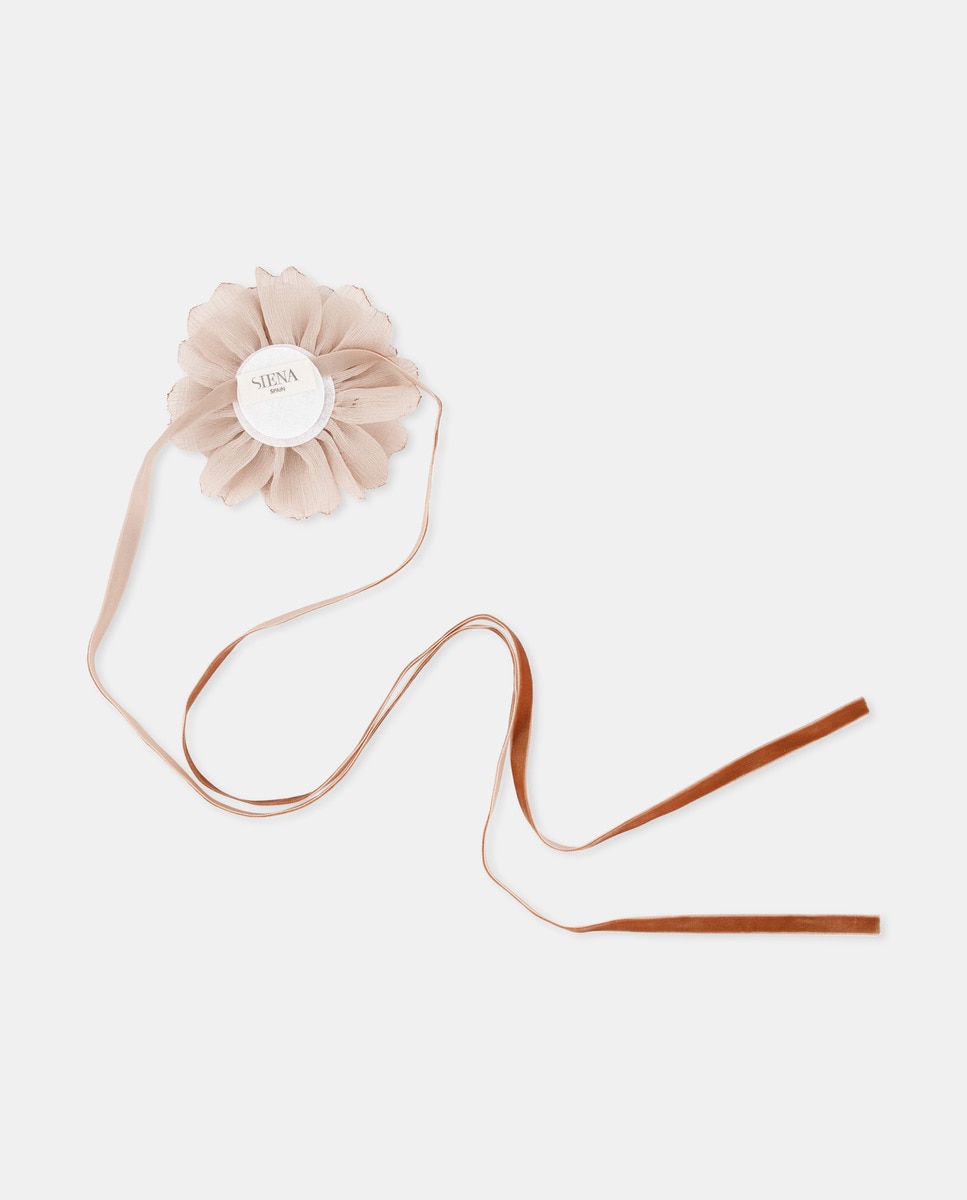 Gargantilha com Flor Ondulada Rosa-1