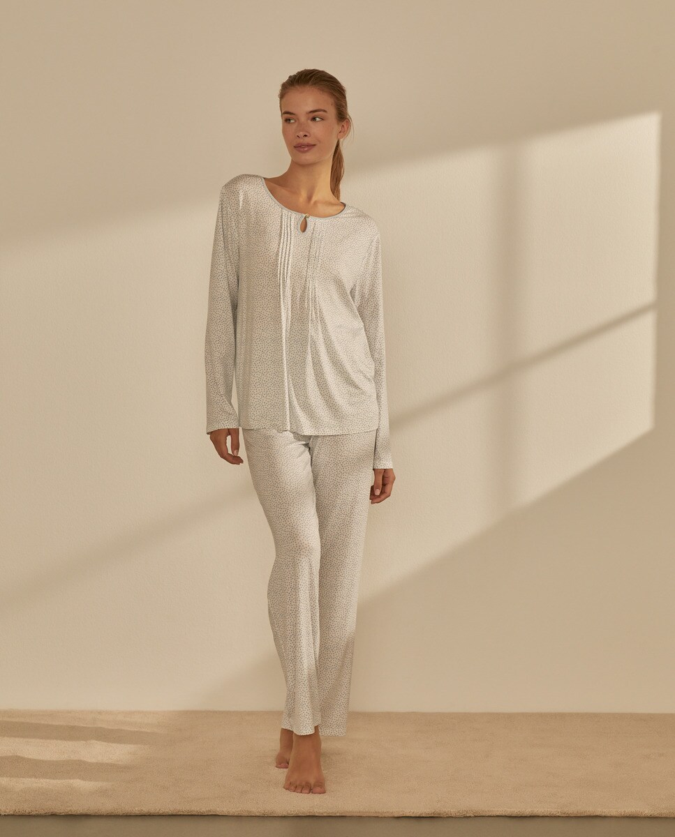 Pijama Estampado com Carcela Branco-1