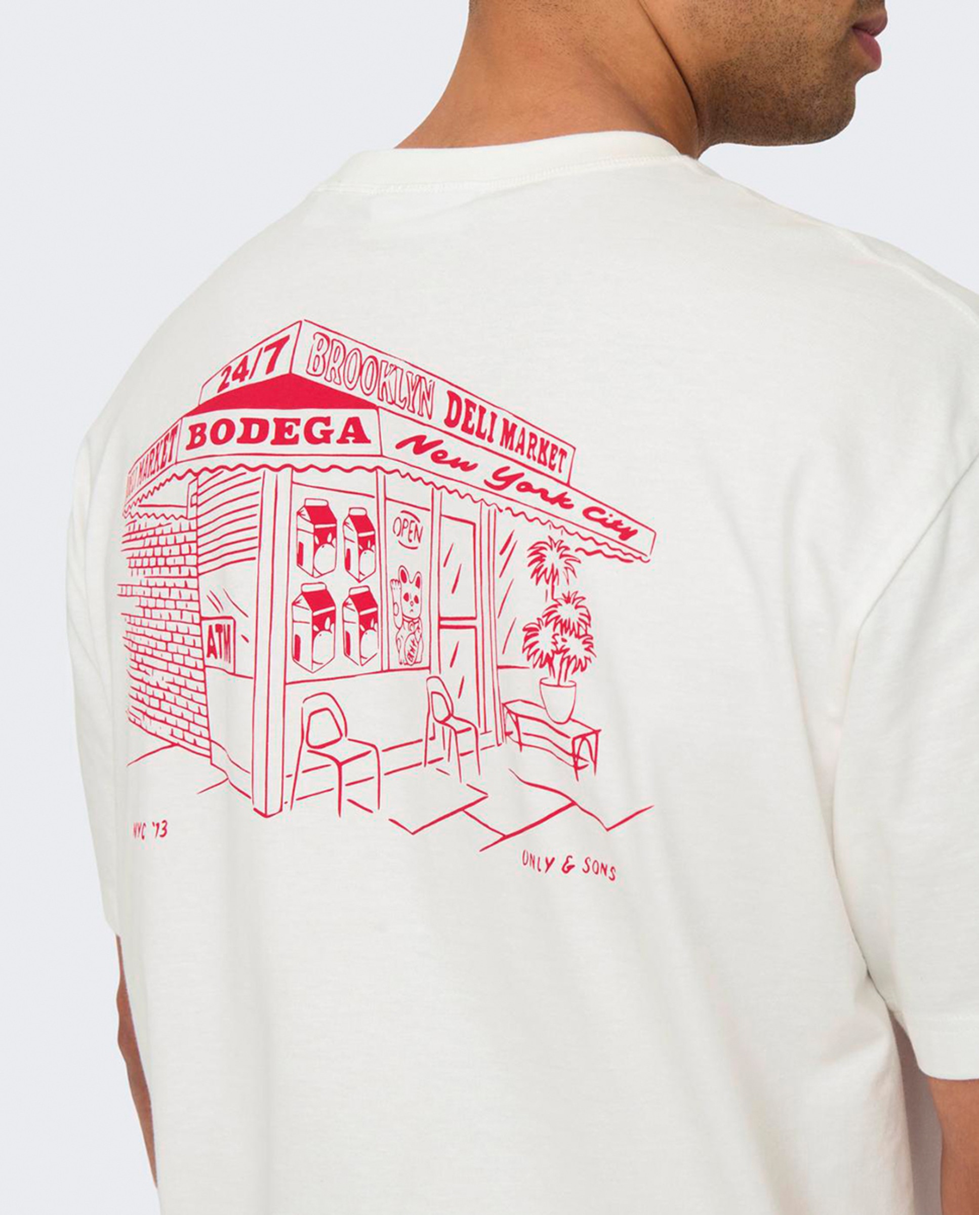 Camiseta Para Hombre Con Estampado Frontal Y Trasero, Cuello