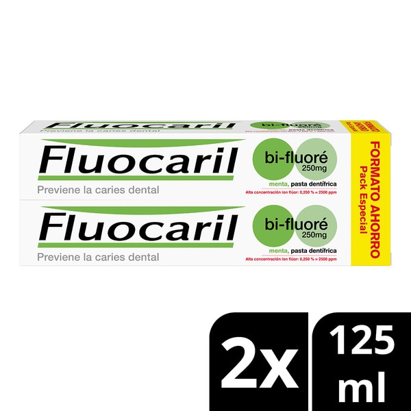 Pack Bi-fluoré Zahnpasta, verhindert Blutungen und Entzündungen des Zahnfleisches 125+125 ml