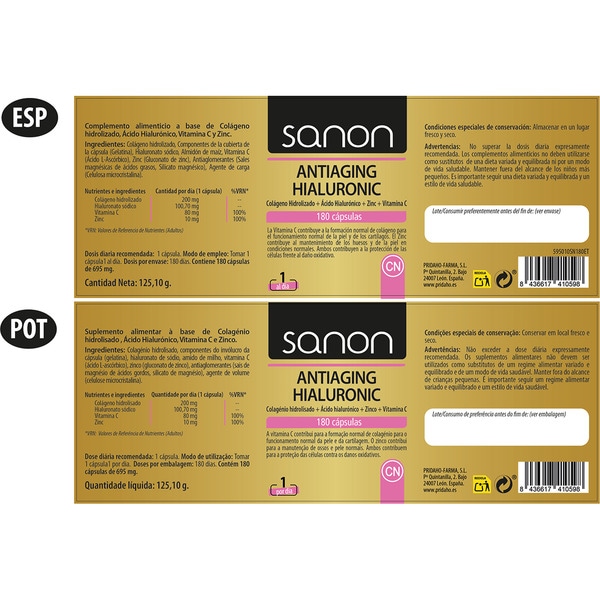 Antiaging Hyaluronic Topf 180 Kapseln Kollagen + Hyaluronsäure + Zink + Vitamin C