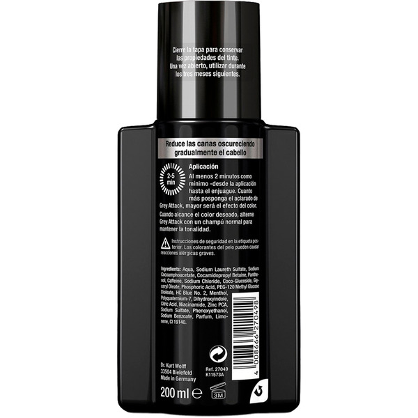 Grey Attack Caffeine & Colour champú anticaída y anticanas flask 200 ml