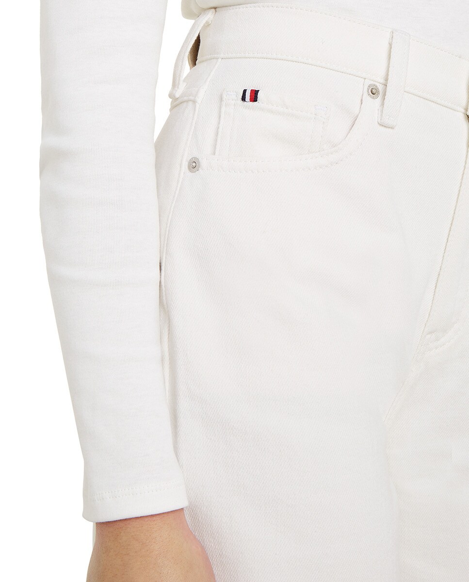Jeans Relaxed Fit com Cintura Subida Branco-4