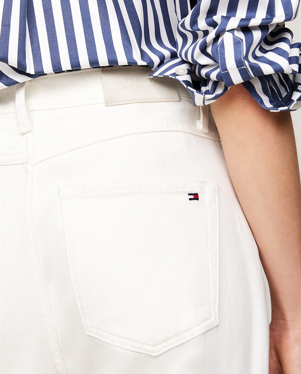 Jeans Relaxed Fit com Cintura Subida Branco-3