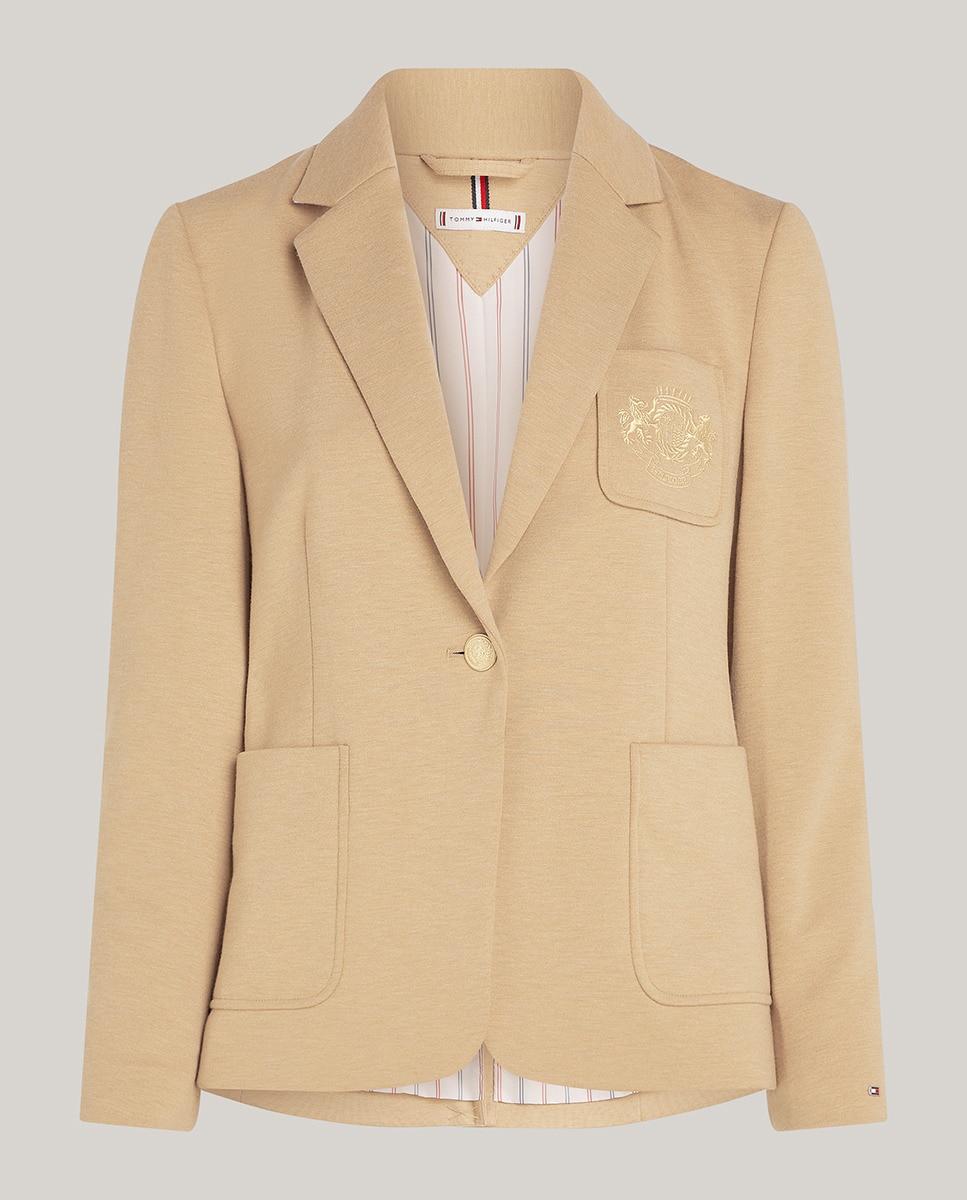 Blazer com Fecho de um Botão e Bolsos à Frente Castanho-claro-5
