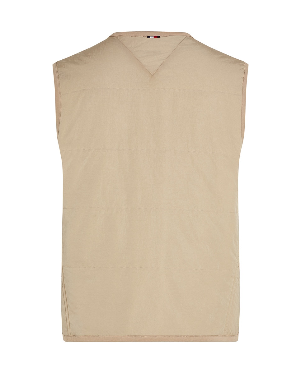 Colete com Decote Redondo e Fecho de Botões Invisíveis Bege-6