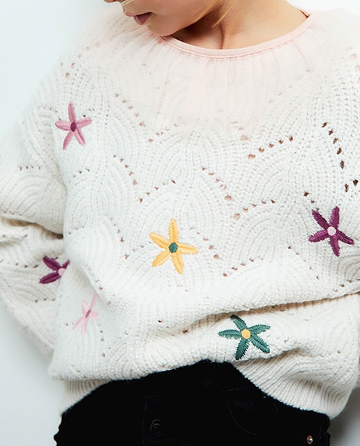 Imagen 0 de Jersey calado bordados de niña