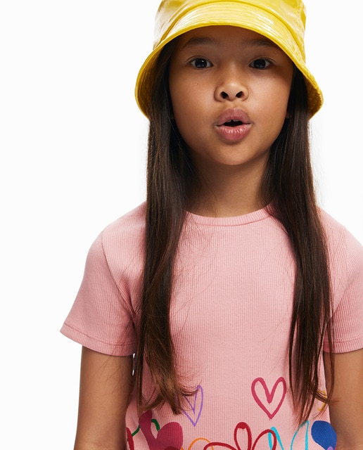 Imagem 0 de T-shirt com Estampado Foral e Corações