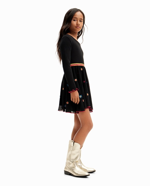 Imagem 0 de Vestido Combinado de Tule com Estampado Floral