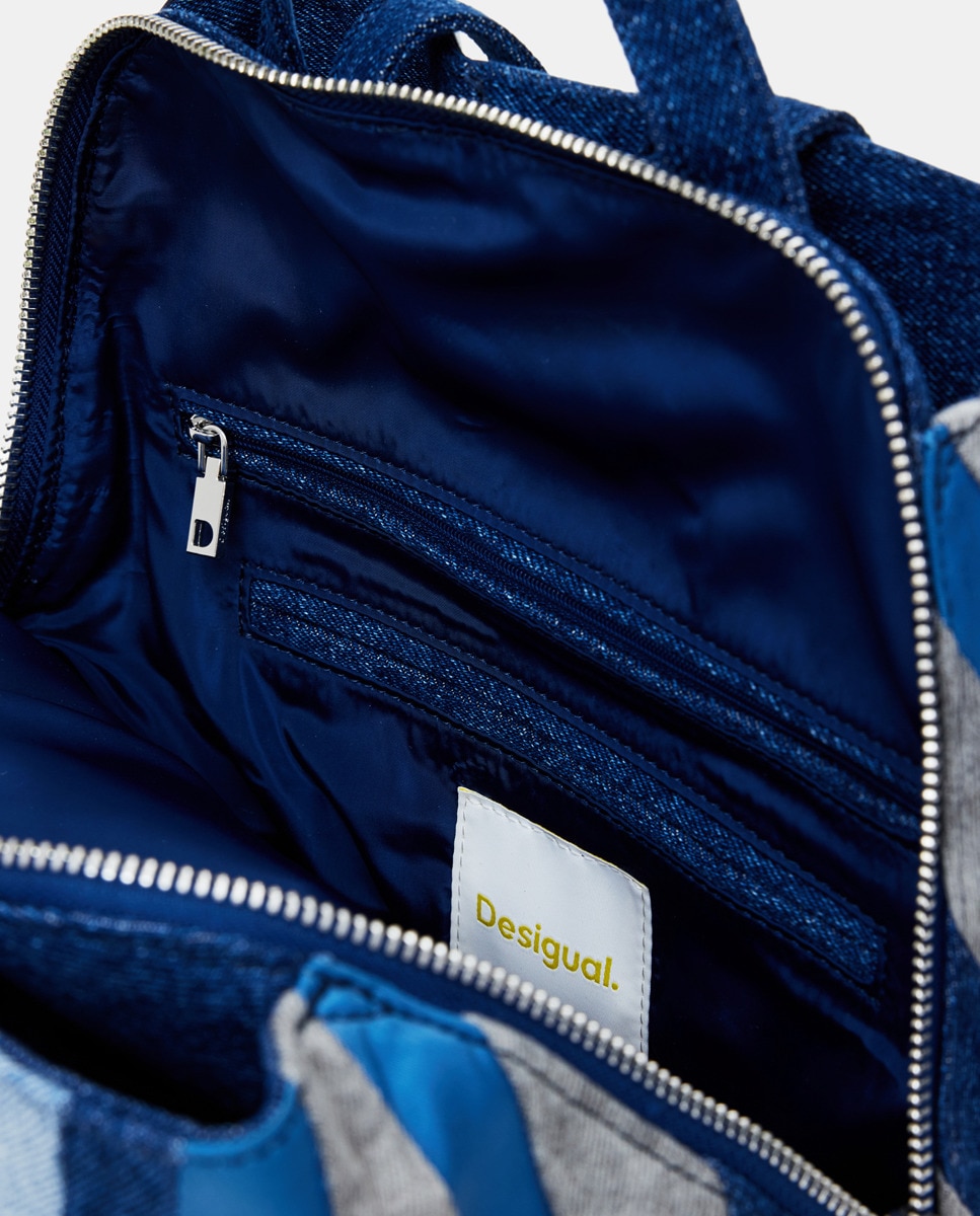 Mochila Média com Recortes de Ganga Azul-3