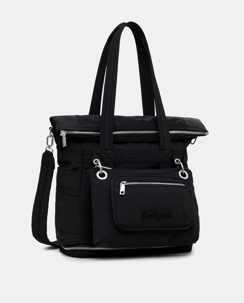 Mochila Grande Multiposições de Nylon Preto-3