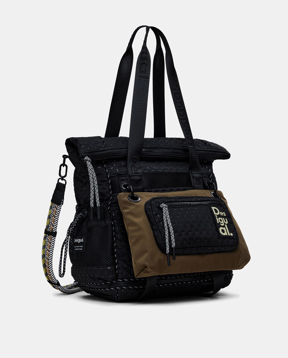 Mochila Grande Multiposições de Nylon Preto-3