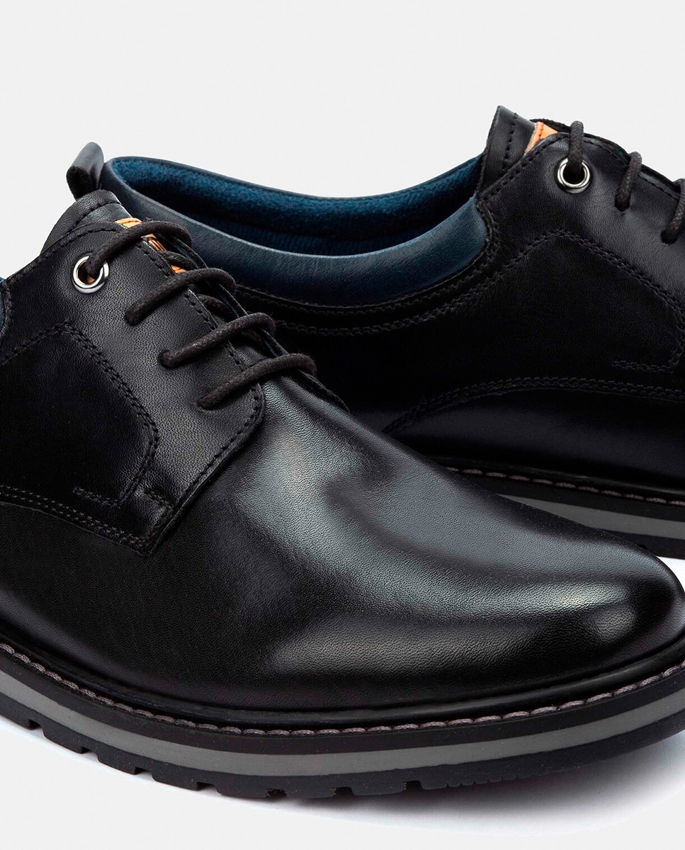 Sapatos de Atacadores Berna com Pala Lisa e em Pele Preto-10
