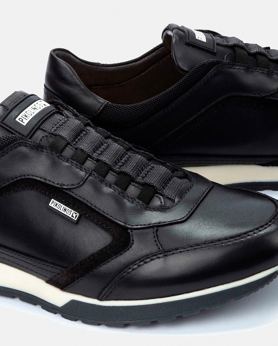 Sapatilhas Baixas Tipo Running Cambil com Fecho Elástico e em Pele Preto-11
