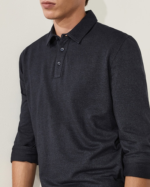 Imagen 0 de Polo manga larga espiga bicolor de hombre