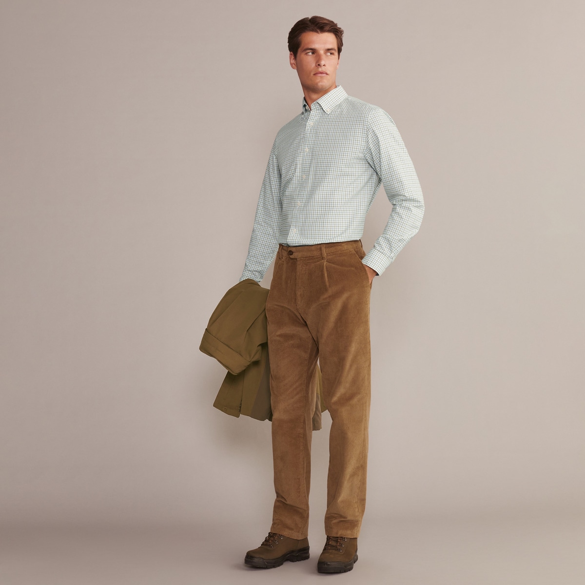 Camisa Button Down de Homem aos Quadrados Azul-claro-3