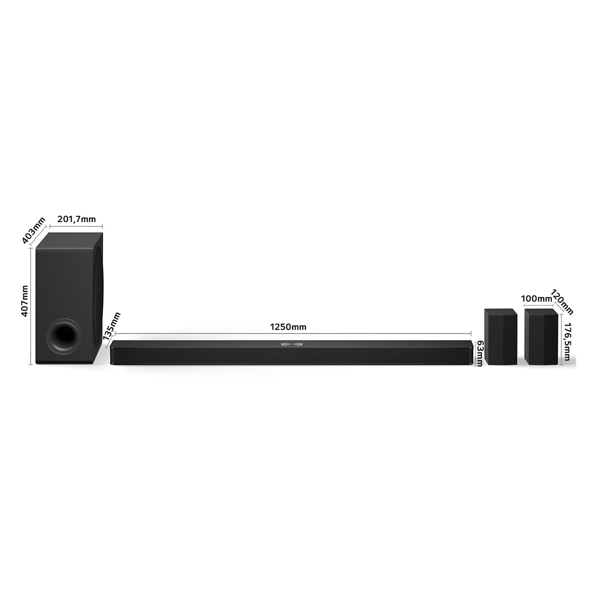 Barra de sonido LG S90TR AI Sound Pro 4K, 7.1.3, 670W, HDR10, Dolby Vision, Dolby Atmos y DTS:X, Wi-Fi, Subwoofer inalámbrico Negro-2