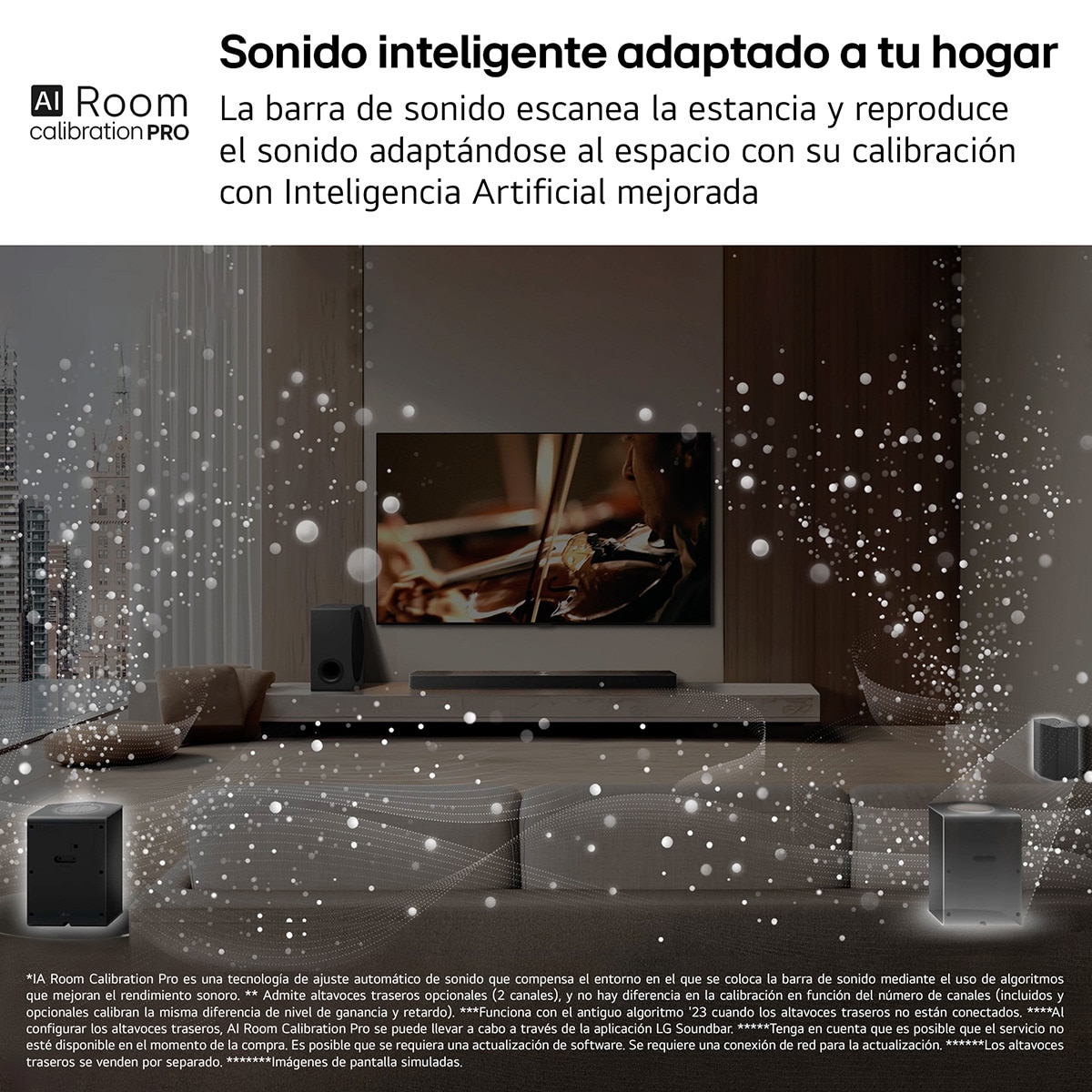 Barra de sonido LG S90TY AI Sound Pro 4K, 5.1.3, 570W, HDR10, Dolby Vision, Dolby Atmos y DTS:X, Wi-Fi, Subwoofer inalámbrico Negro-11