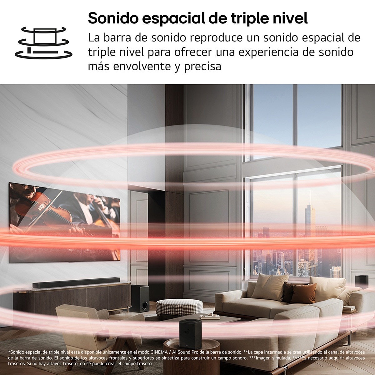 Barra de sonido LG S90TY AI Sound Pro 4K, 5.1.3, 570W, HDR10, Dolby Vision, Dolby Atmos y DTS:X, Wi-Fi, Subwoofer inalámbrico Negro-10