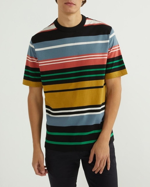 Imagen 0 de Camiseta de hombre cuello caja manga corta con rayas