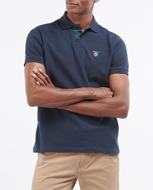 Imagen 0 de Polo de hombre de manga corta de algodón azul marino