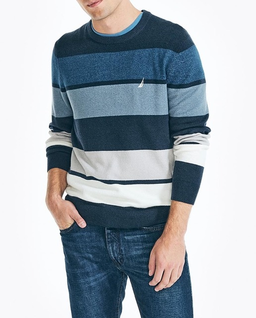 Imagen 0 de Jersey de hombre de rayas con cuello redondo