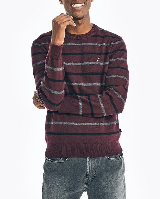 Imagen 0 de Jersey de hombre de rayas con cuello redondo