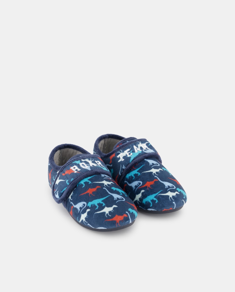 Pantufas com Dinossauros Azul-marinho-2